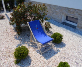 Tumbona publicitaria Azul con logo de empresa