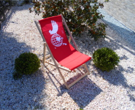 Tumbona personalizada roja Planeta